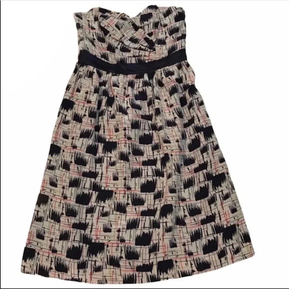 Anthropologie Burlapp Blurred Geo Shapes Silk Dress Size 2 - Picture 2 of 9